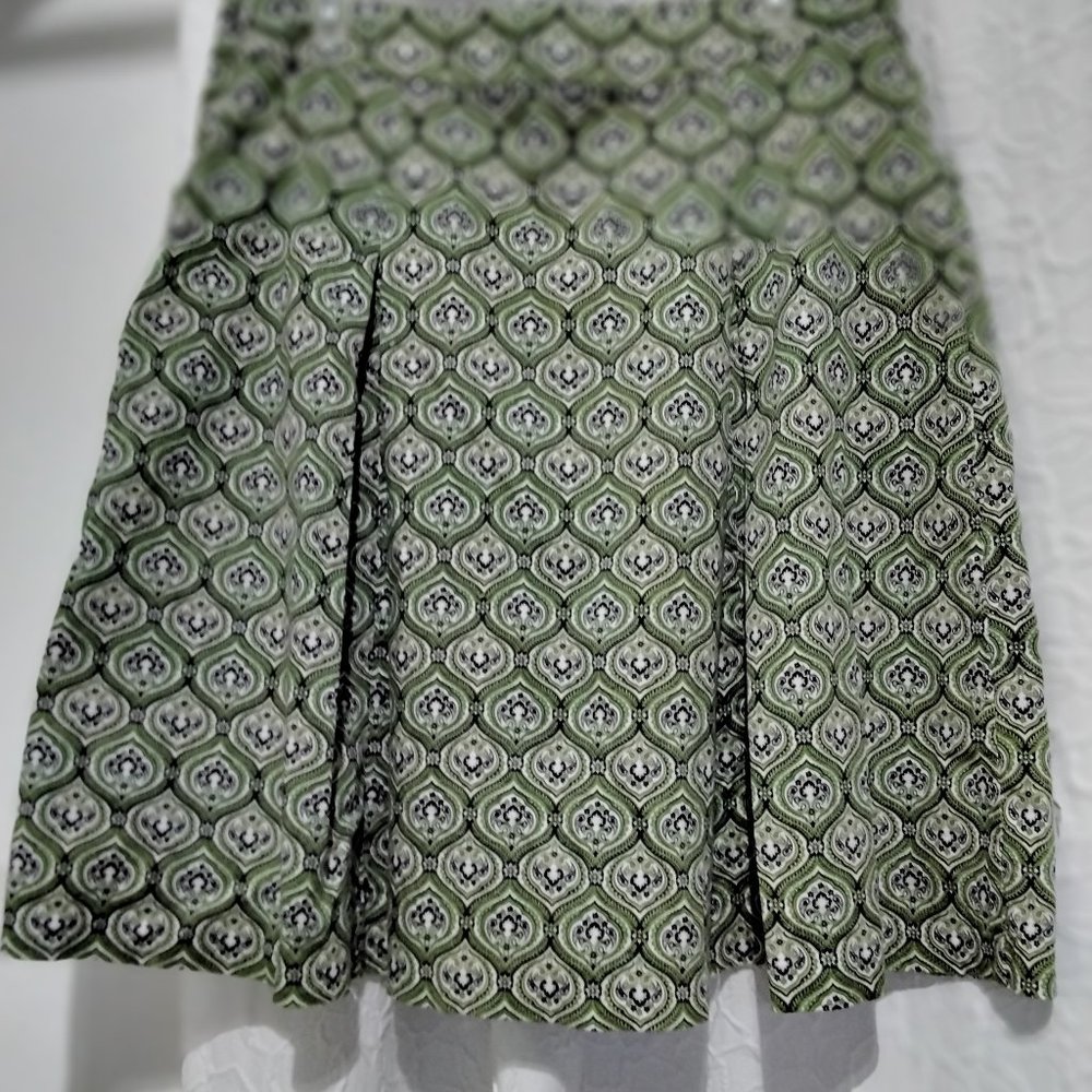 George Designs by Mark Eisen Skirt Pleated Size 12 Green Pockets Side Zip 001 - Picture 6 of 12